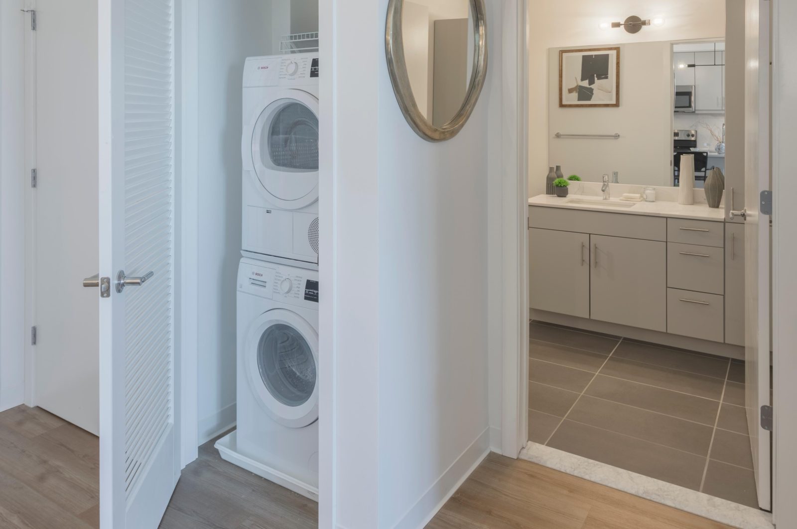 Washer and dryer in unit.